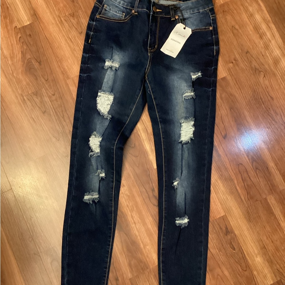 K’S MORE DISTRESSED DARK DENIM NWT